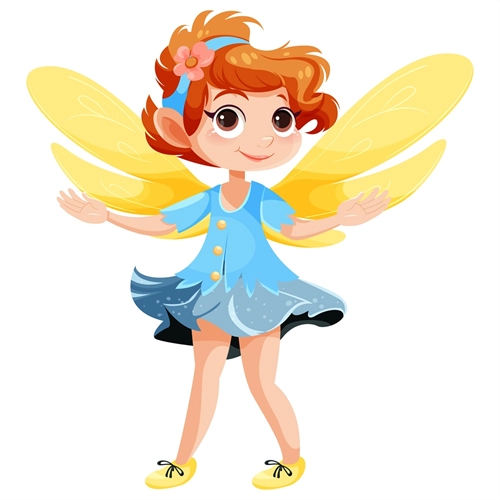 Blue Dress with Golden Wings Fairy Transparent Sticker